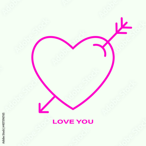 Love heart icon. Linear outline icon on white background