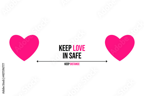social distancing concept,lovely hearts, keeping distance