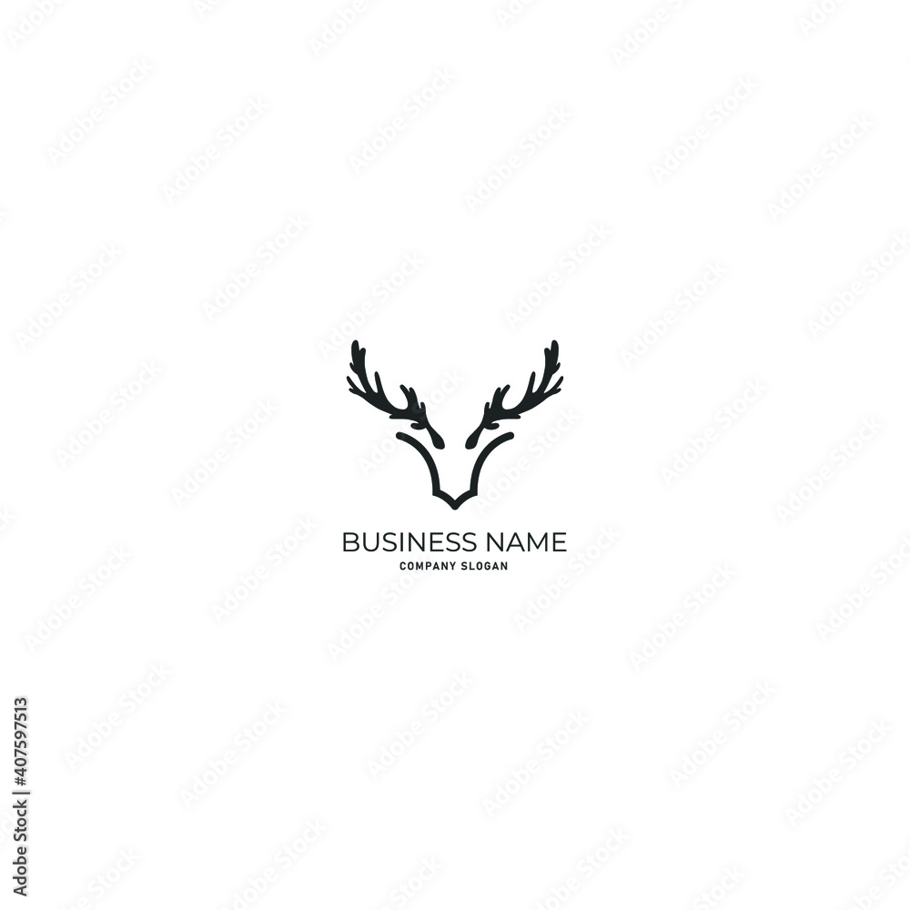 illustration of deer head logo icon design with black colour and white background illustration of deer head logo icon design with black colour and white background
