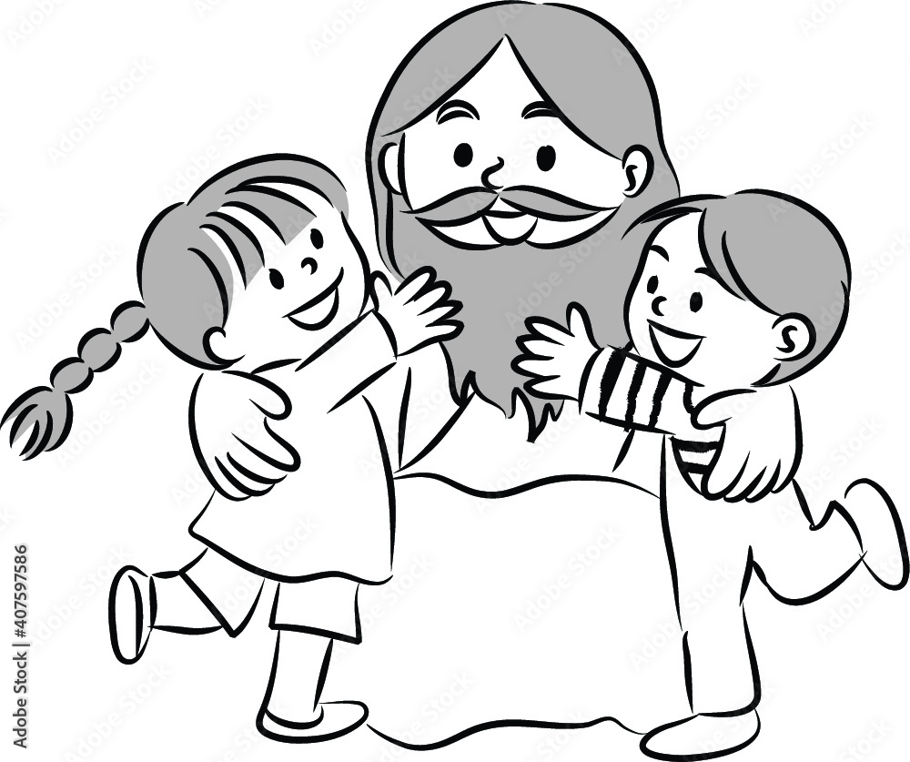 vector drawing cartoon Jesus Christ with love vector drawing cartoon Jesus Christ with love