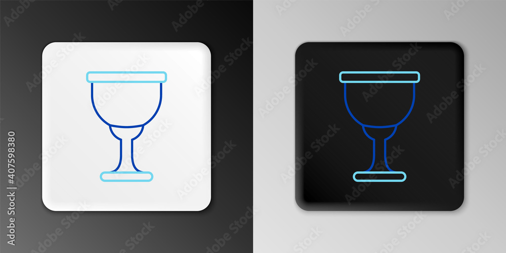 Line Holy grail or chalice icon isolated on grey background. Christian chalice. Christianity icon. Colorful outline concept. Vector.