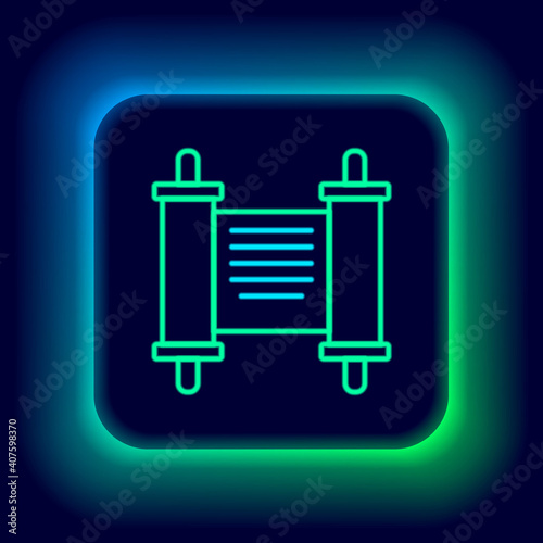 Glowing neon line Decree, paper, parchment, scroll icon icon isolated on black background. Chinese scroll. Colorful outline concept. Vector.