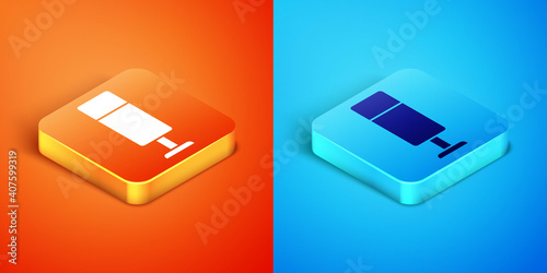 Isometric Punching bag icon isolated on orange and blue background. Vector.