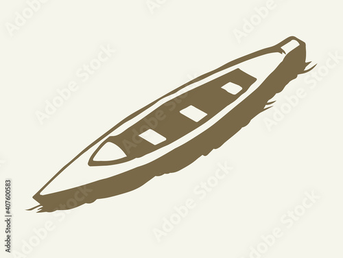 Old wooden boat. Vector drawing
