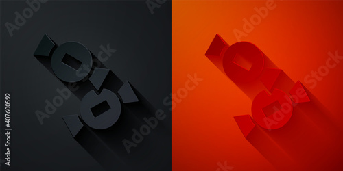 Paper cut Candy icon isolated on black and red background. Paper art style. Vector.