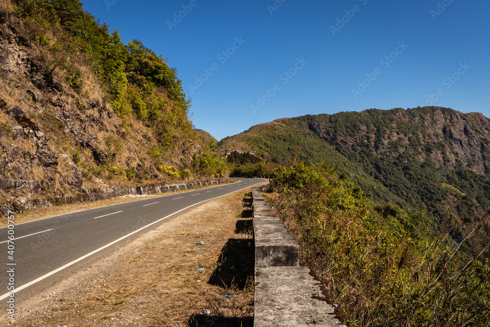 mountain curvy tarmac road isolated