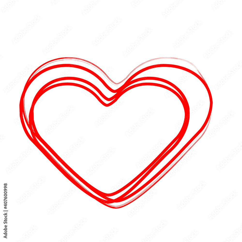 Set of Hearts . One line Shapes for your design.  Valentine's Day signs. Vector illustration.
