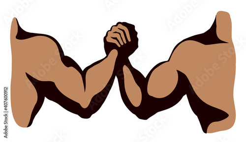 Hand wrestling contest. Vector drawing