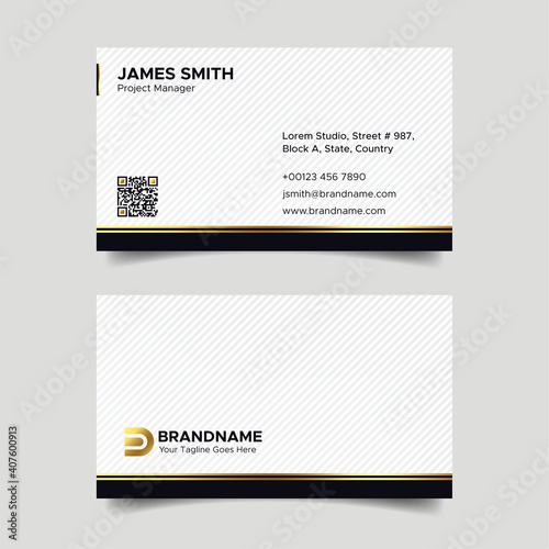 Corporate Black and White Luxury Business Card Design Template with Pattern Background
