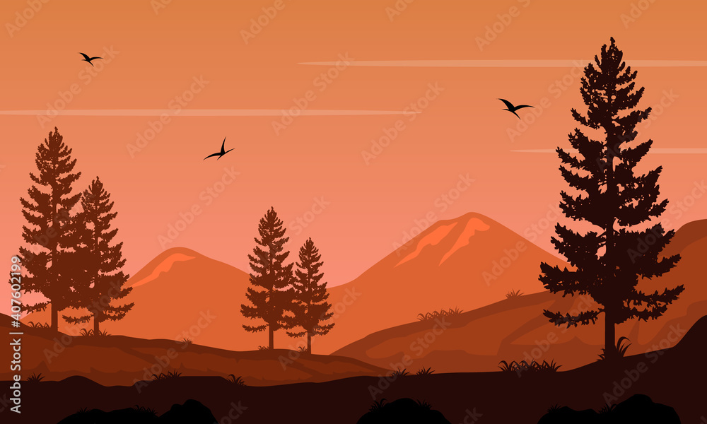 Very nice twilight nature scenic on a warm afternoon. Vector illustration Very nice twilight nature scenic on a warm afternoon. Vector illustration