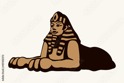 Egyptian sphinx. Vector pen drawing