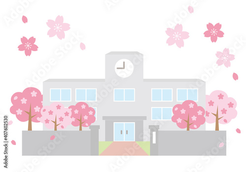 学校の校舎（春）
