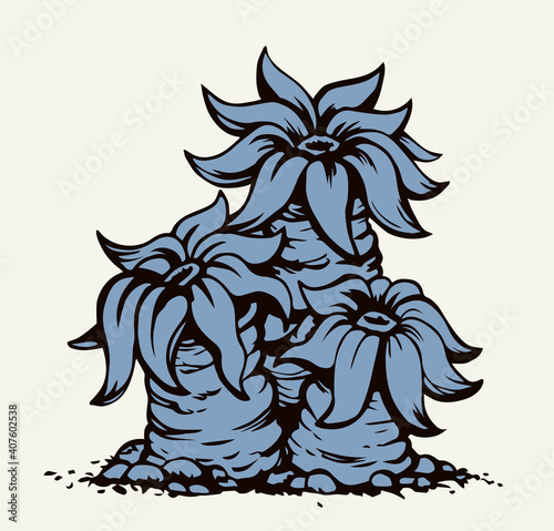 Undersea world. Seaweed. Vector drawing