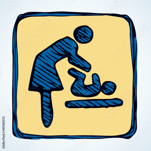 Sign for mother and child room. Vector drawing