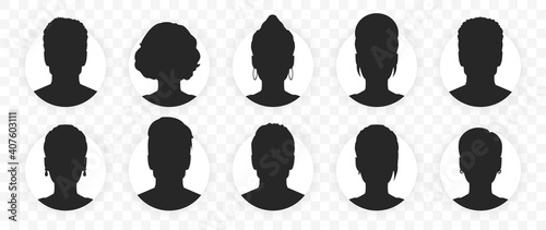 Set man and woman avatar profile. User face icons Male and female with shadow isolated on transparent background. Vector illustration EPS10