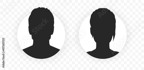 Man and woman avatar profile. User face icons Male and female with shadow isolated on transparent background. Vector illustration EPS10