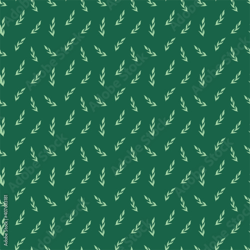 Natural vector seamless pattern leaves on green background template
