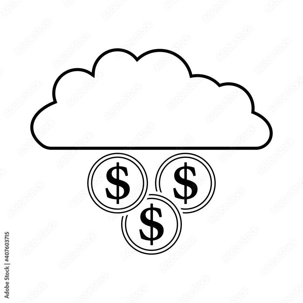 Coins Falling From Cloud Icon Coins Falling From Cloud Icon
