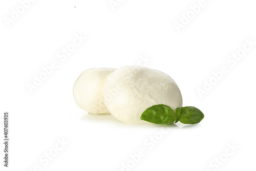 Delicious mozzarella cheese isolated on white background