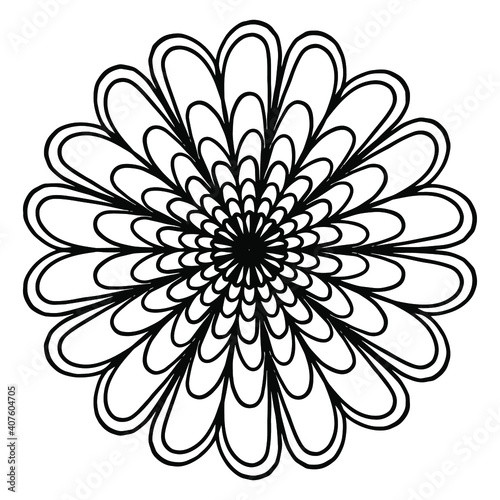 Mandala Round for coloring book. Decorative round ornaments. Flower shape. Oriental vector  Anti-stress therapy. Weave design elements. Yoga logos Vector. Black icon isolated on white background.