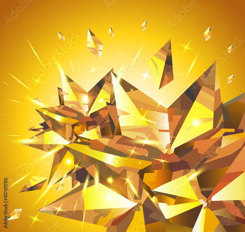 Yellow crystals background. Vector illustration. Vector design.