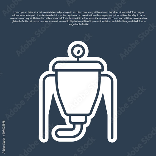 Blue line Beer brewing process icon isolated on blue background. Vector.