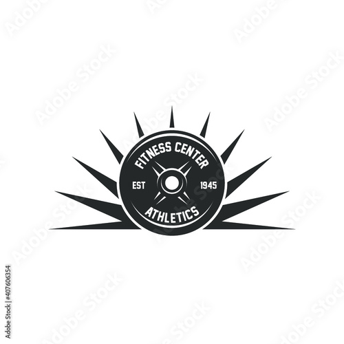 Gym logo in black and white. Fitness center logo.