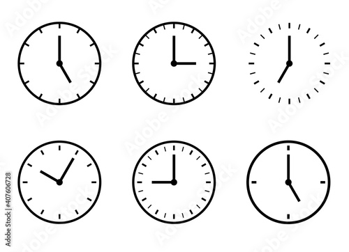 時計アイコンの時間バリエーションセット