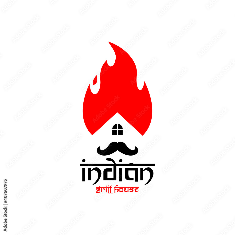 Fire Mustache India Indian Food Restaurant Logo Design Fire Mustache India Indian Food Restaurant Logo Design