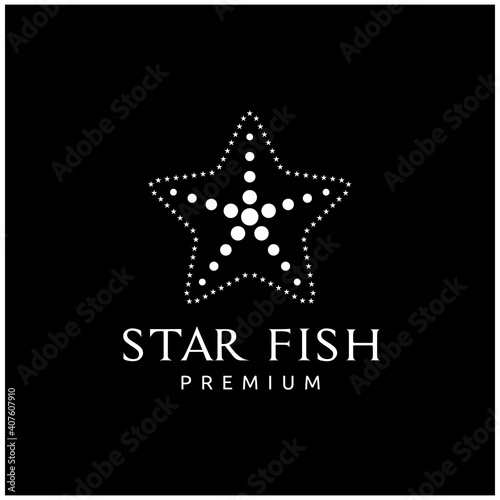 Starfish in Flat Style Isolated on Black Background