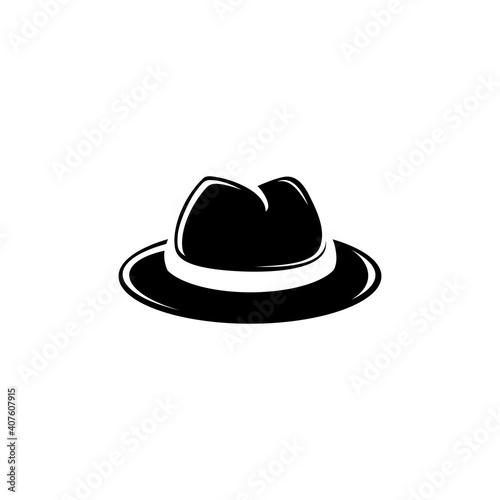 Retro Fedora Hat Logo Icon. Hipster Cap Symbol. Hacker, Mafia or Gangster Concept Vector