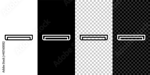 Set line Long luminescence fluorescent energy saving lamp icon isolated on black and white,transparent background. Vector.