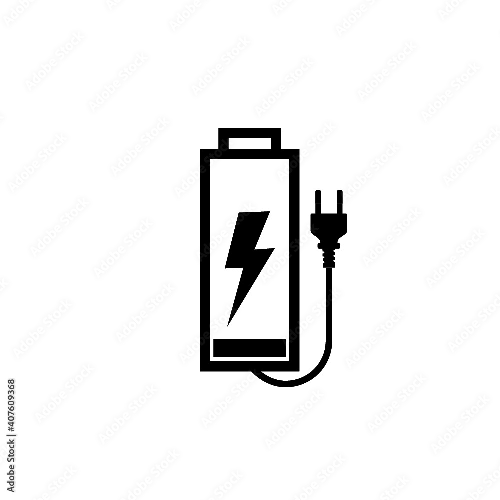 Low battery charger icon for web design isolated on white background Low battery charger icon for web design isolated on white background