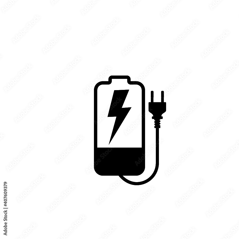 Low battery charger icon for web design isolated on white background Low battery charger icon for web design isolated on white background