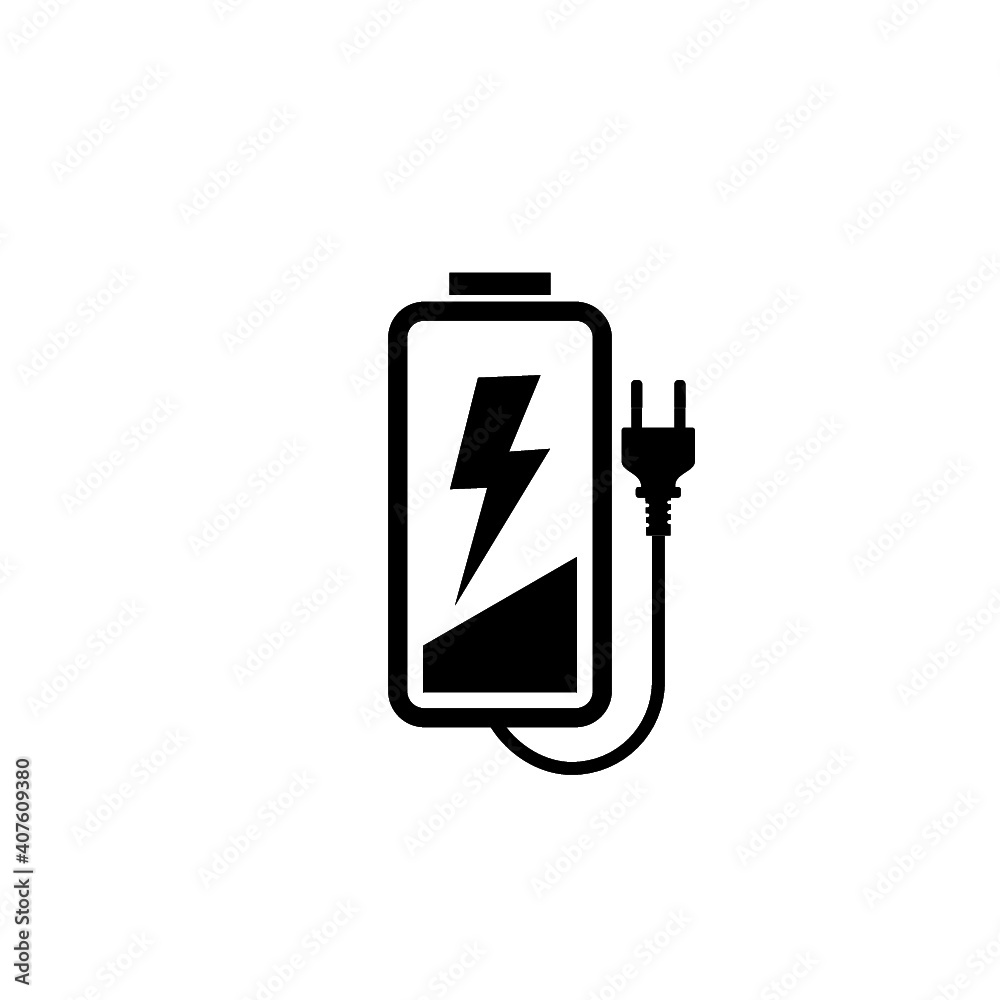 Low battery charger icon for web design isolated on white background Low battery charger icon for web design isolated on white background