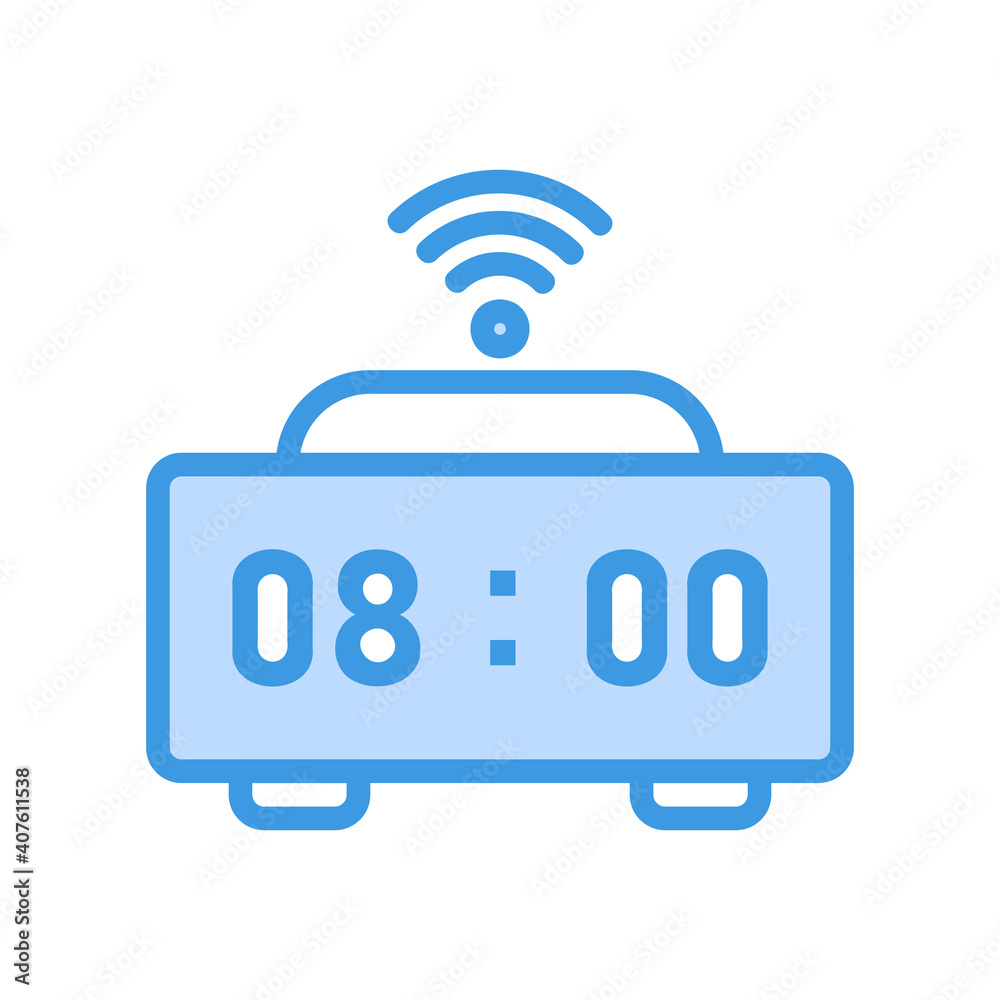 Smart Clock icon vector illustration in blue style about internet of things for any projects Smart Clock icon vector illustration in blue style about internet of things for any projects