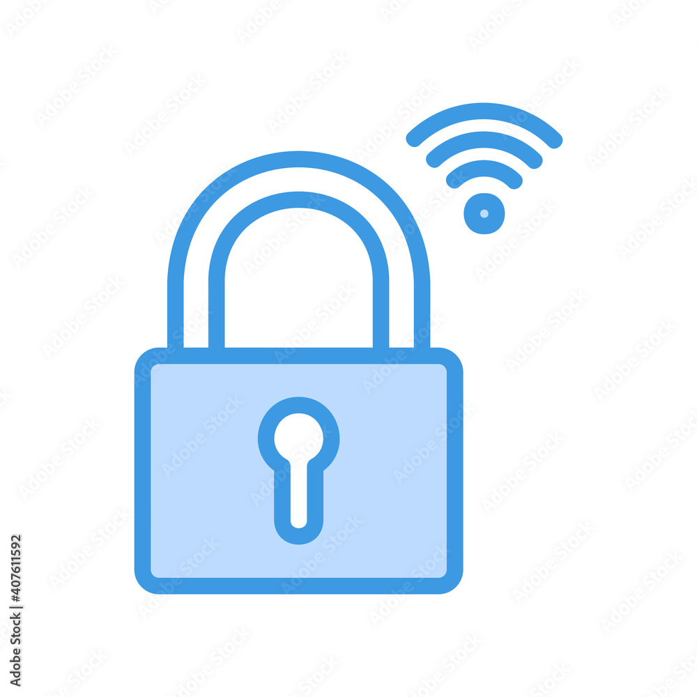 Padlock icon vector illustration in blue style about internet of things for any projects Padlock icon vector illustration in blue style about internet of things for any projects