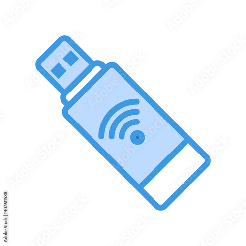 Usb icon vector illustration in blue style about internet of things for any projects