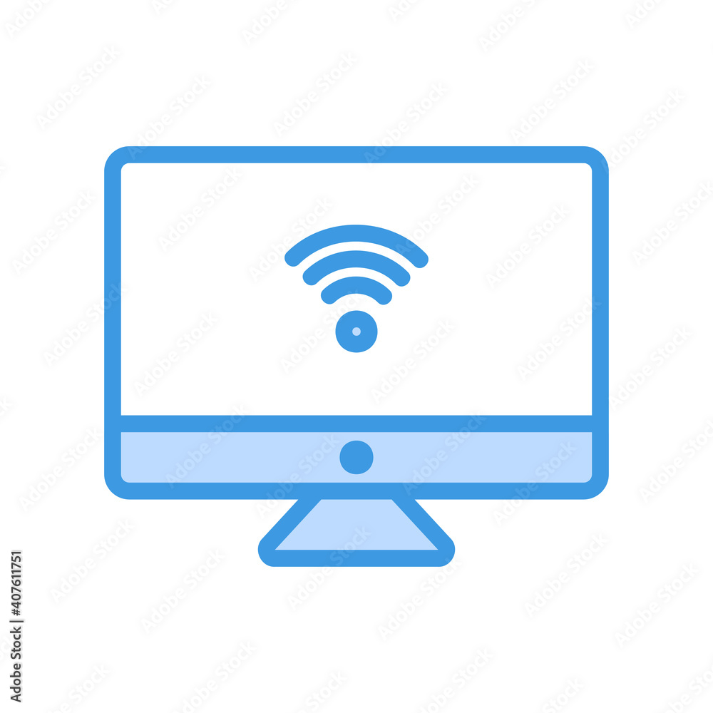 Computer icon vector illustration in blue style about internet of things for any projects Computer icon vector illustration in blue style about internet of things for any projects