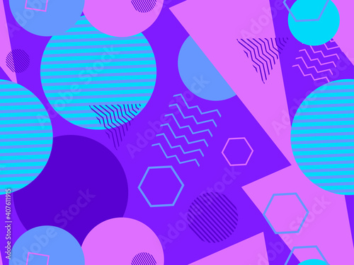 Seamless pattern with geometric shapes in the style of the 80s. Trendy retro background for printing on paper  advertising materials and fabric. Vector illustration