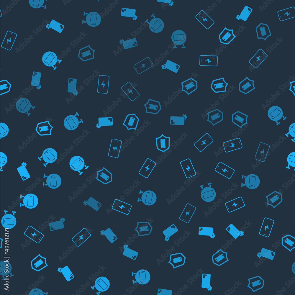 Set Shockproof phone, Mobile charging battery, with shield and Phone repair service on seamless pattern. Vector. Set Shockproof phone, Mobile charging battery, with shield and Phone repair service on seamless pattern. Vector.
