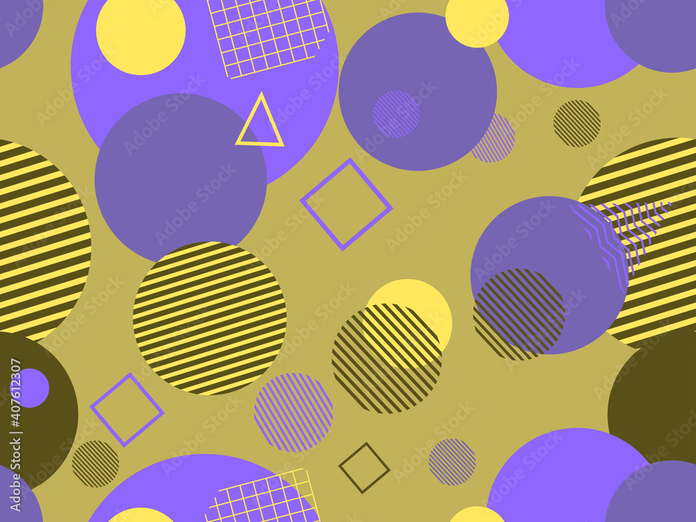 Seamless pattern with geometric shapes in the style of the 80s. Trendy retro background for printing on paper, advertising materials and fabric. Vector illustration Seamless pattern with geometric shapes in the style of the 80s. Trendy retro background for printing on paper, advertising materials and fabric. Vector illustration