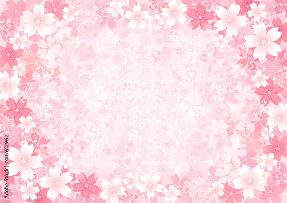 桜のバックグラウンド、大量の桜吹雪の背景素材