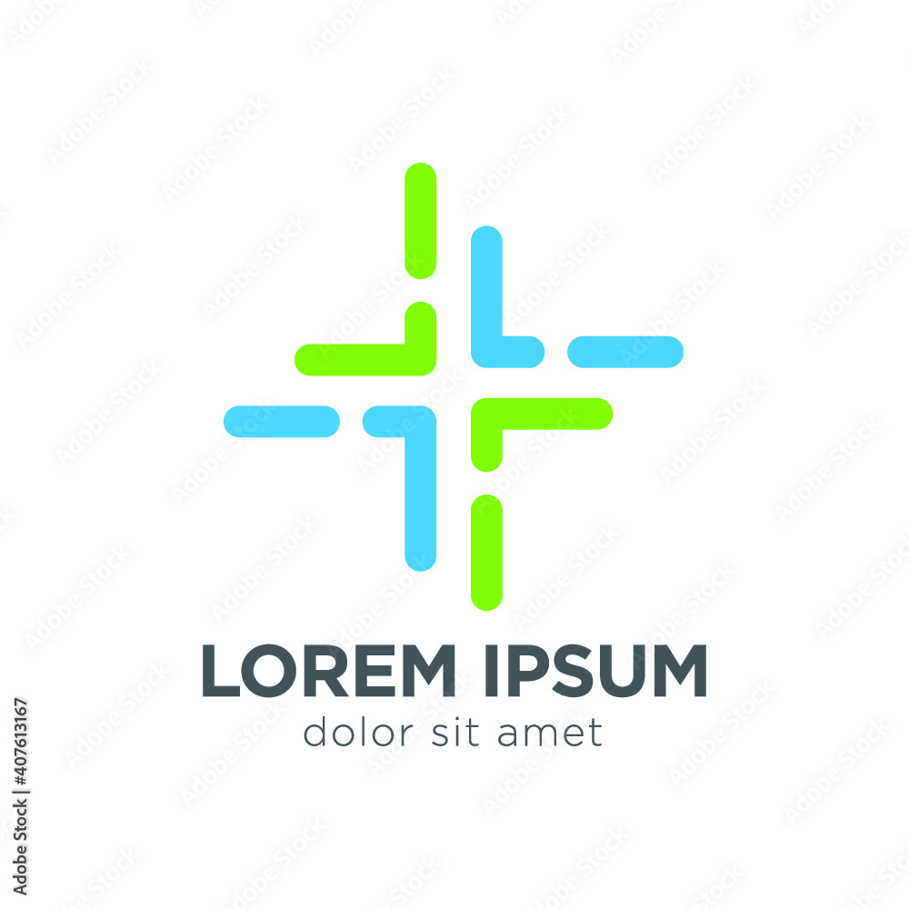 Obraz premium Cross Sign Medical Logo Health Symbol Pharmacy Icon. Flat Vector Logo Design Template Element 