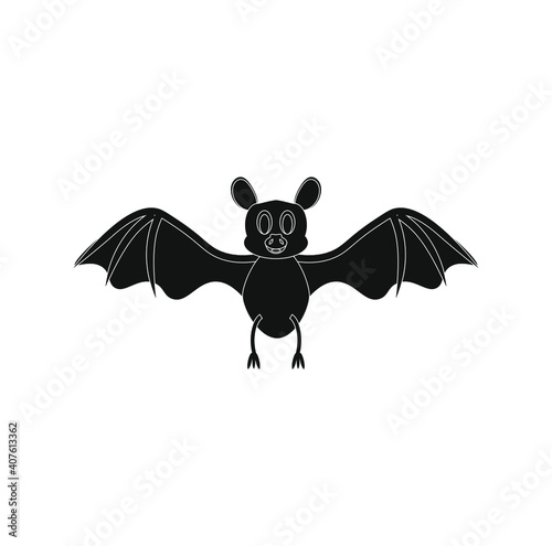 children's illustration of bat on white background