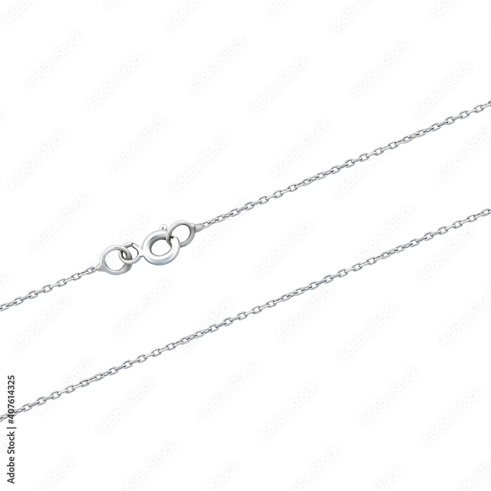 Silver gold pendant fragment necklace link chain on white backround isolated Silver gold pendant fragment necklace link chain on white backround isolated