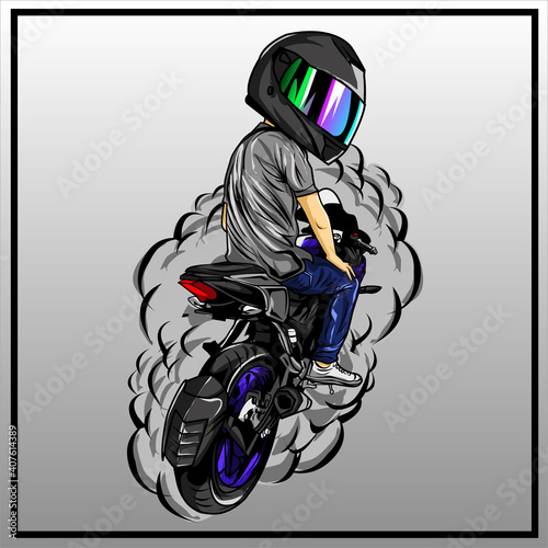 motociclista de ruedas