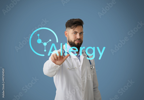 Male doctor pointing at wor...