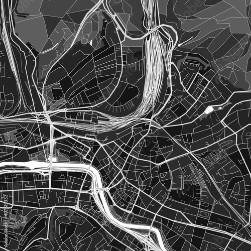 Saarbrucken, Germany dark vector art map