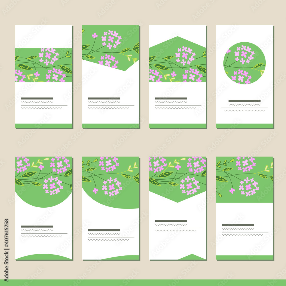 Set with different floral templates. Cards for your design and advertisement